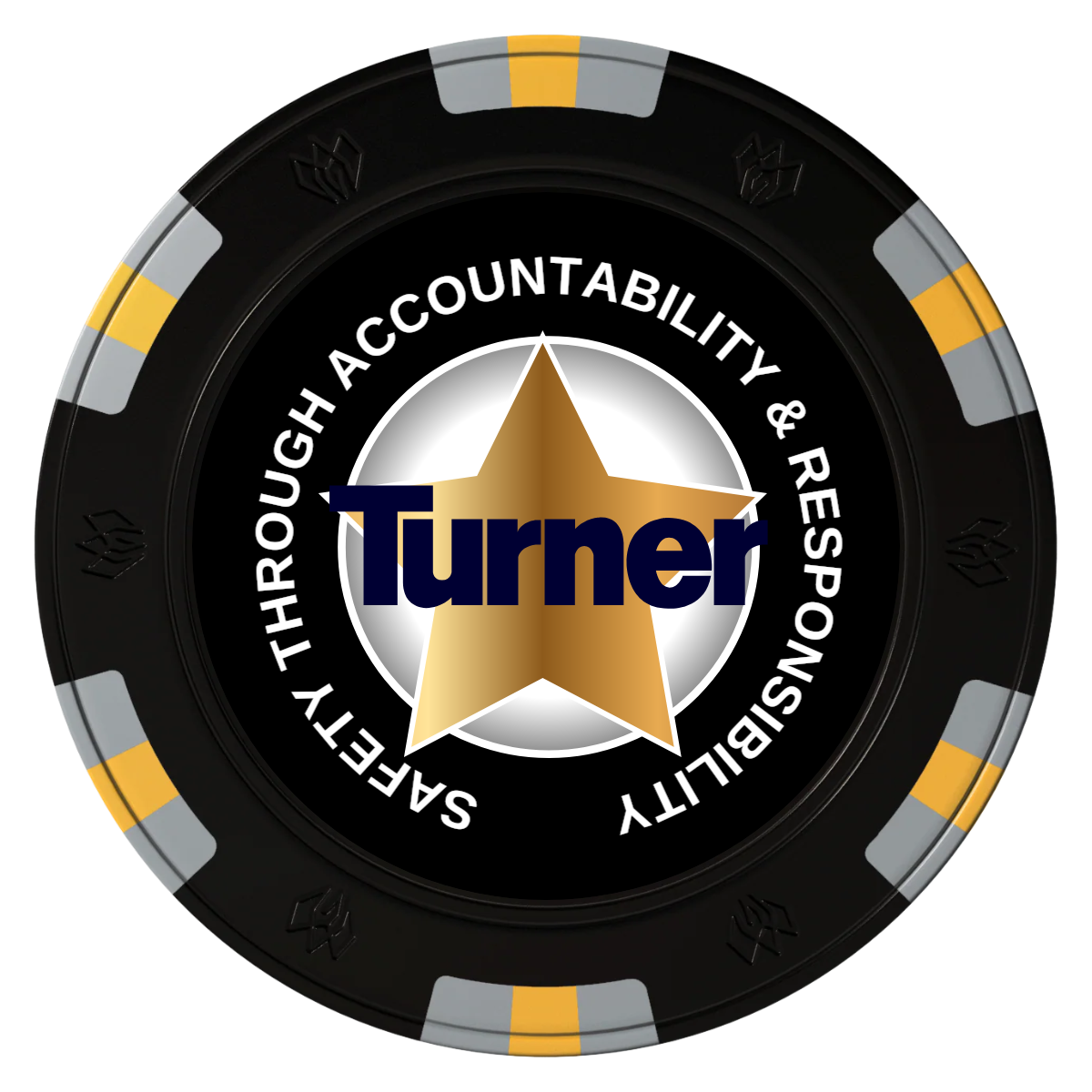 Safety Star Clay Poker Chips - Black / 6 Spot Gem / 40mm - Back