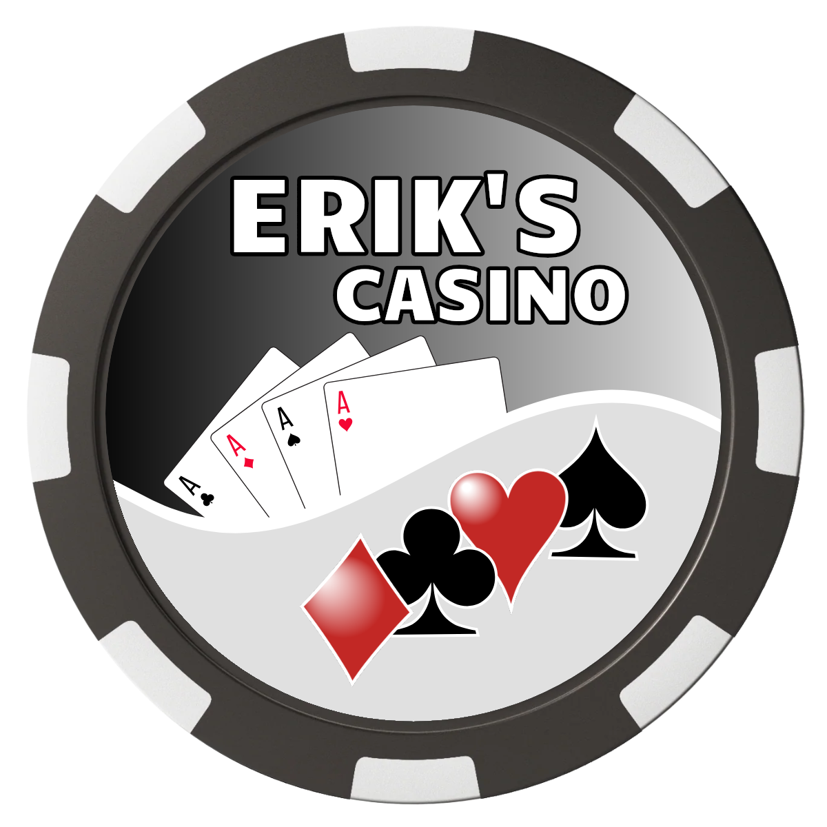 Erik's Casino Magnetic Composite Poker Chips - Black / 8 Spot - Back