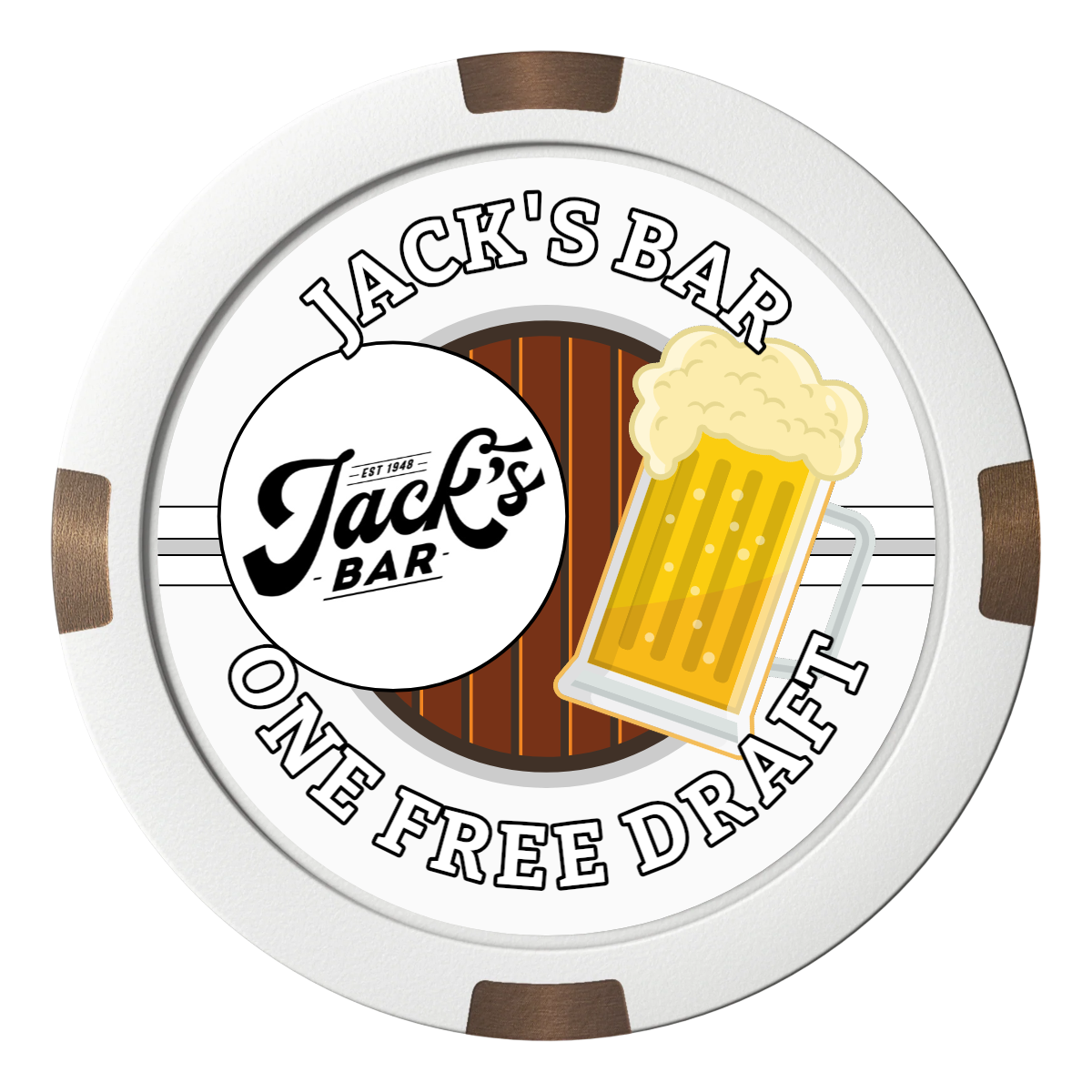 Jack's Bar Composite & Metal Hybrid Poker Chips - White / 4 Spot - Back