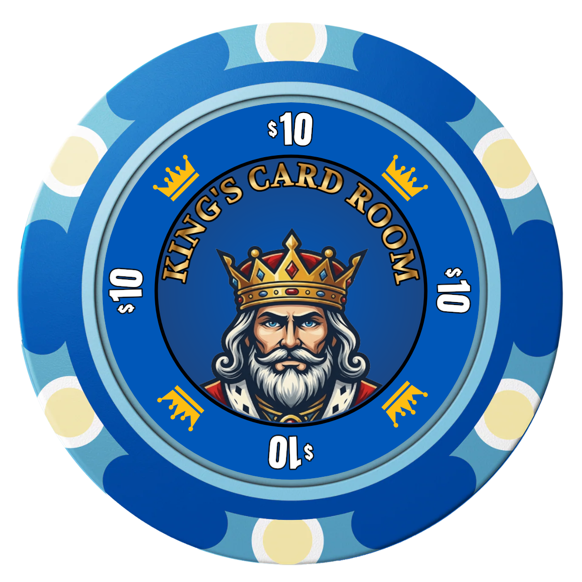 Kings Clay Poker Chips - Blue / Monte Carlo / 40mm - Front