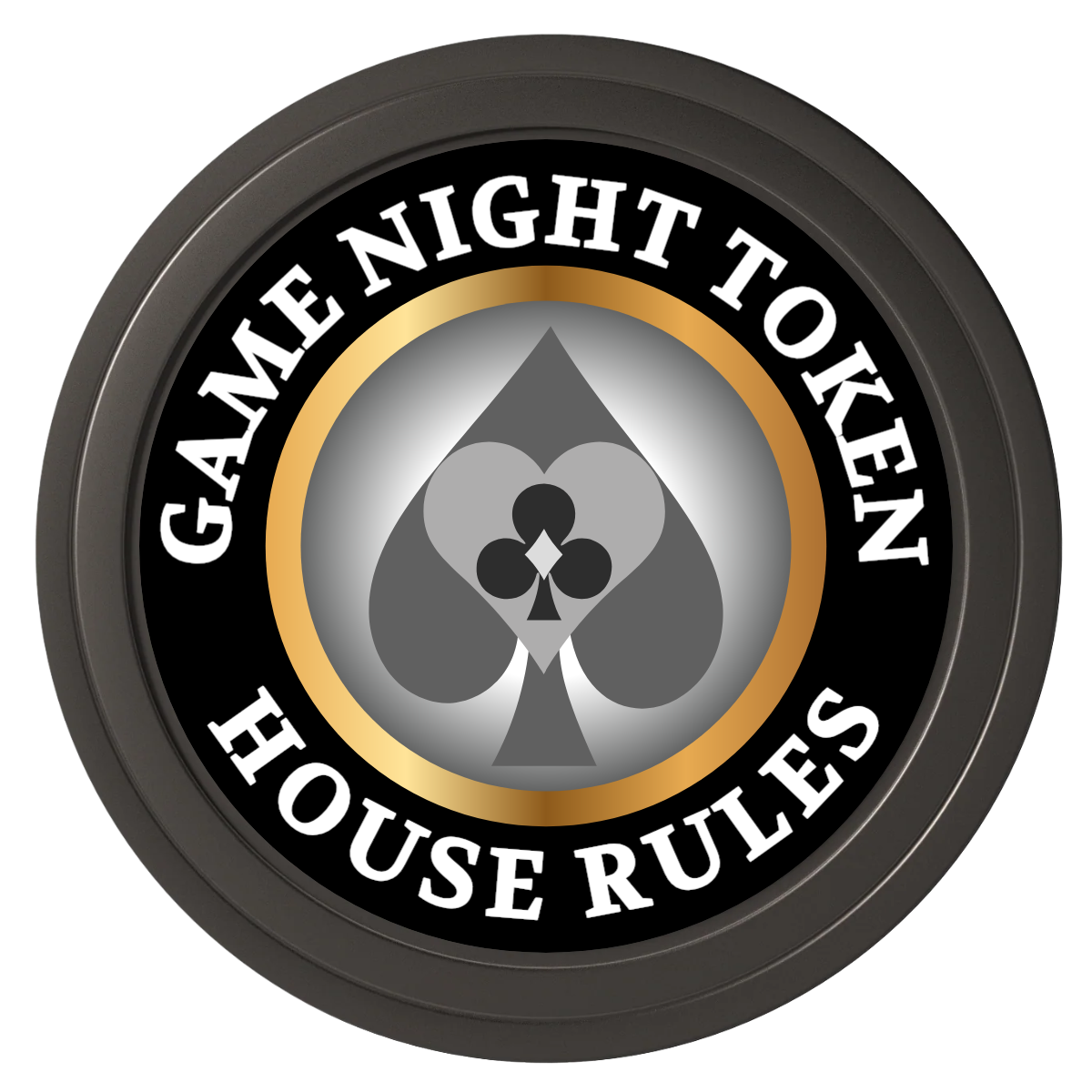 Stacked Suits Composite Poker Chips - Black / Solid - Front