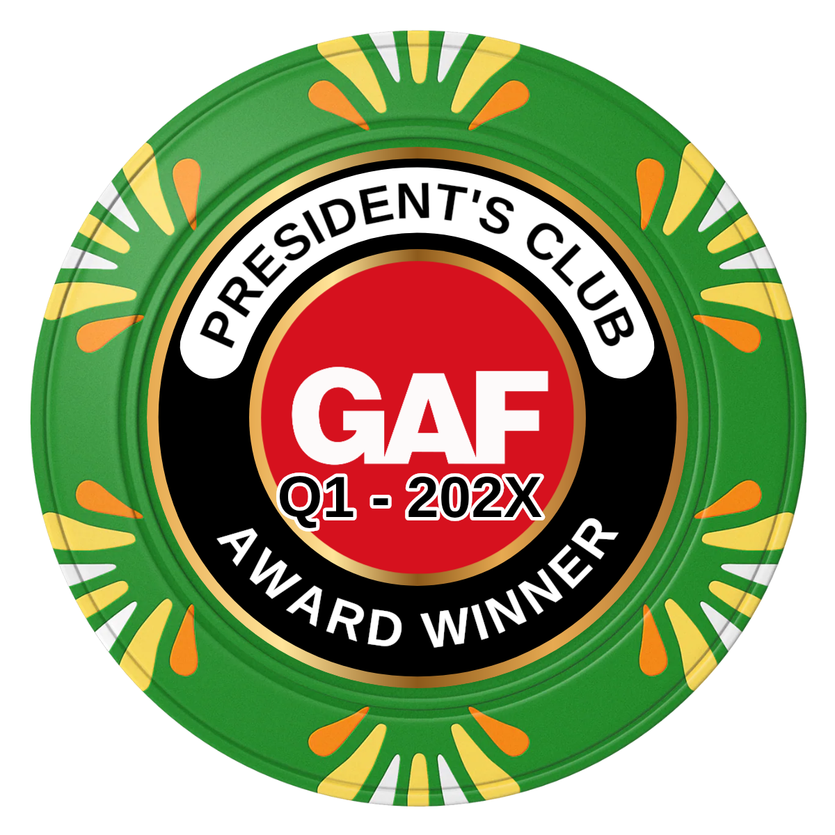 President's Club Clay Poker Chips - Green / Macau / 40mm - Front
