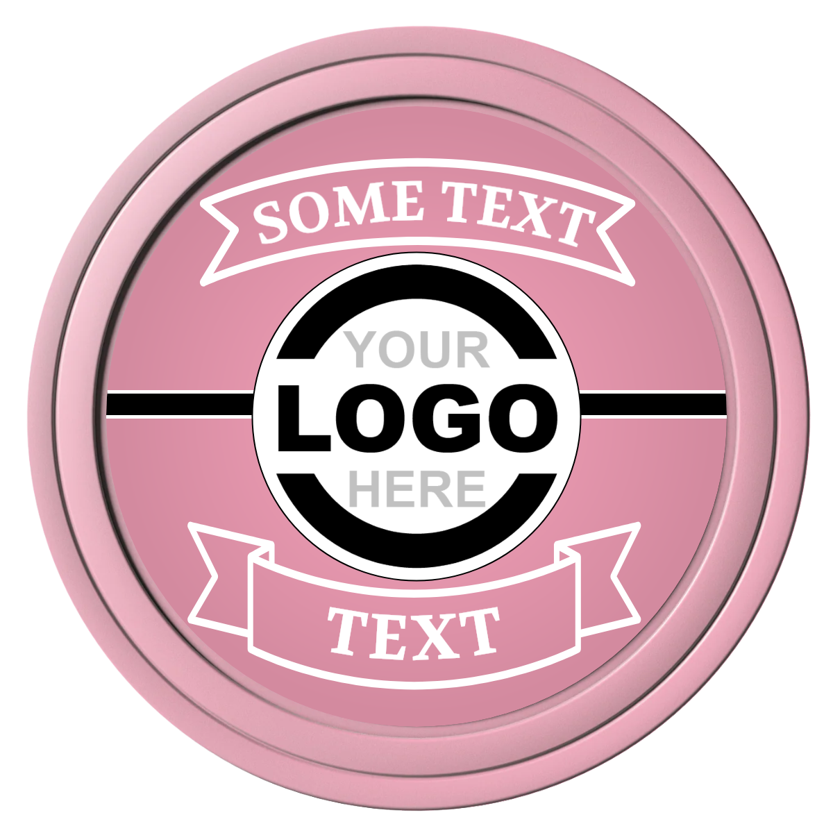 Double Banner Composite Poker Chips - Pink / Solid - Front