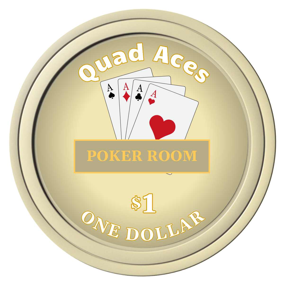 Quad Aces Composite Poker Chips - Ivory / Solid - Front