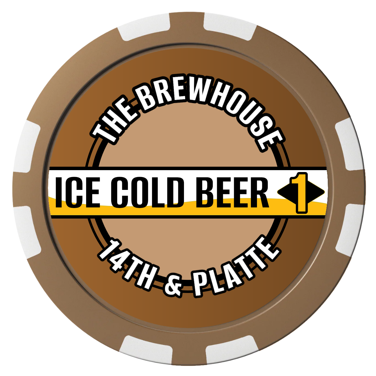 Ice Cold Beer Drink Token Composite Poker Chips - Brown / 8 Stripe - Front