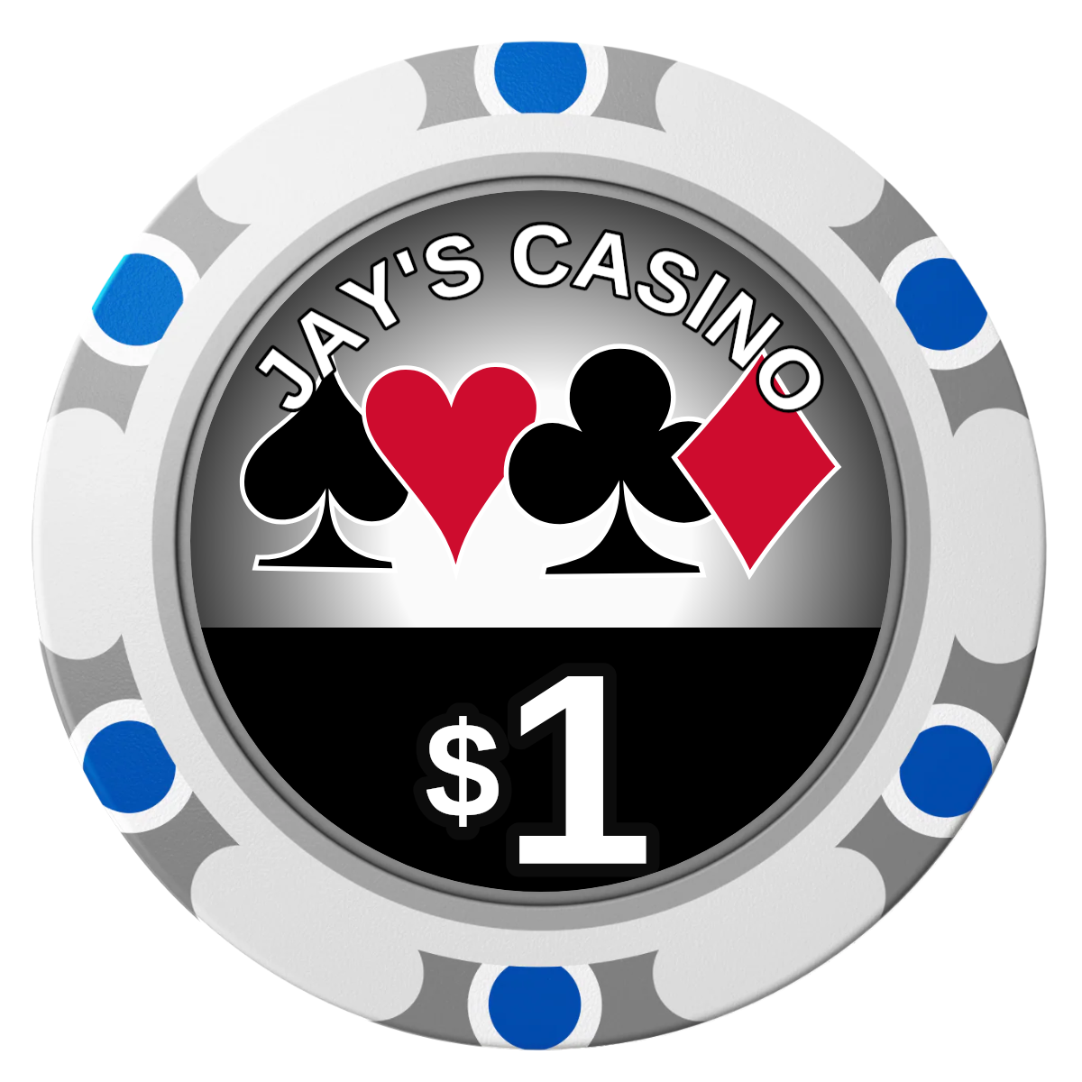 Jay's Casino Clay Poker Chips - White / Monte Carlo / 40mm - Front