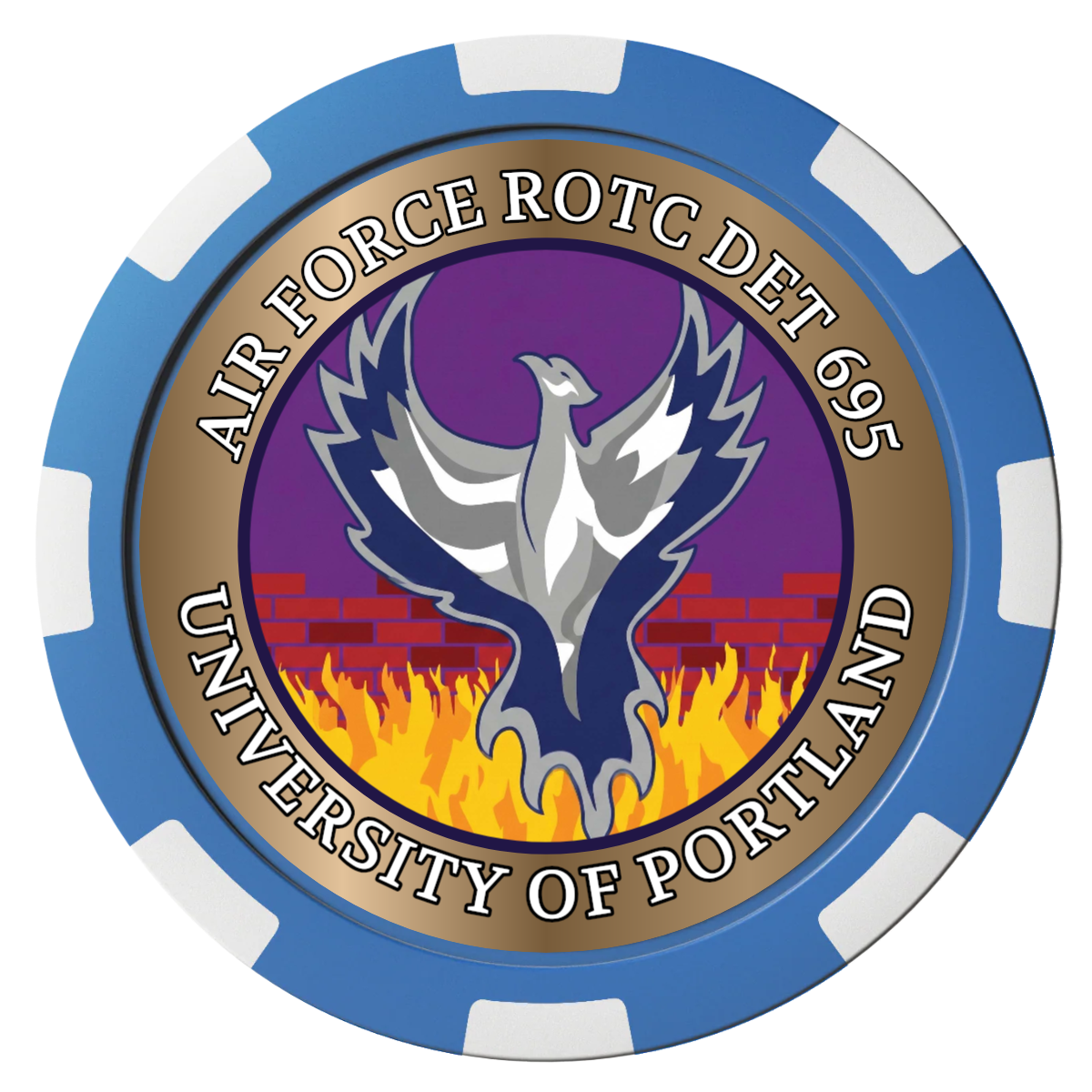 Air Force ROTC Det 695 Magnetic Composite Poker Chips - Blue / 8 Spot - Front