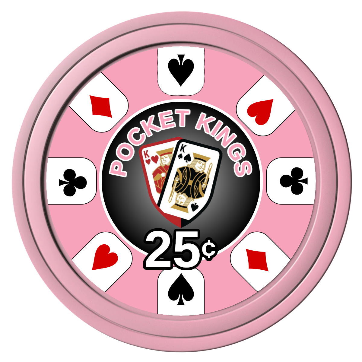 Pocket Kings Composite Poker Chips - Pink / Solid - Front