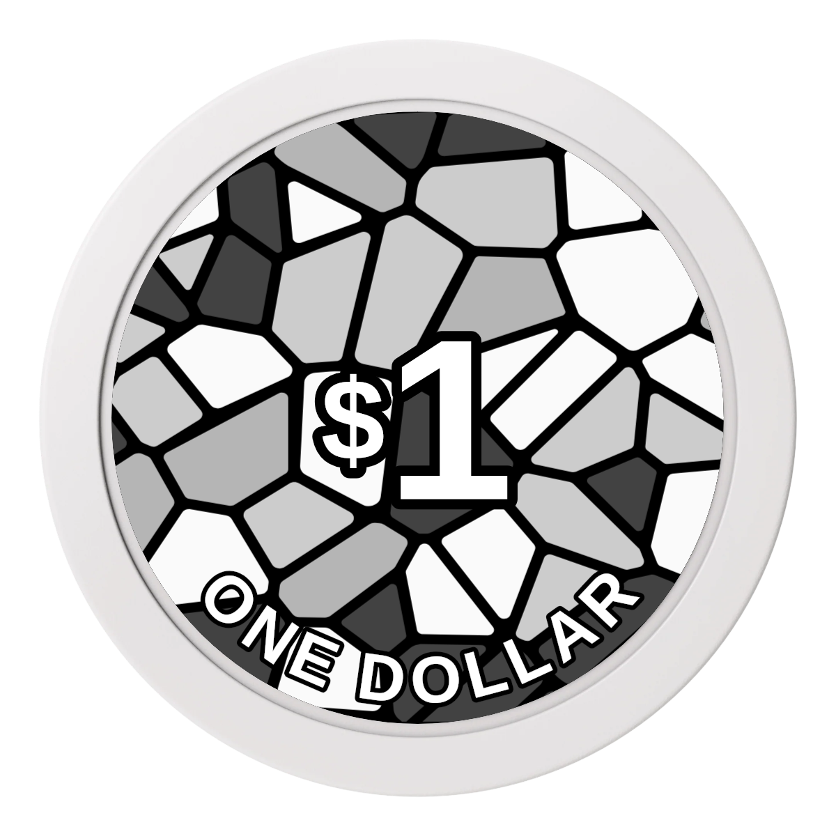 Stained Glass 2" Oversized Poker Chips - White - Front