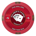 Palmer's Casino Composite & Metal Hybrid Poker Chips - Red - Back