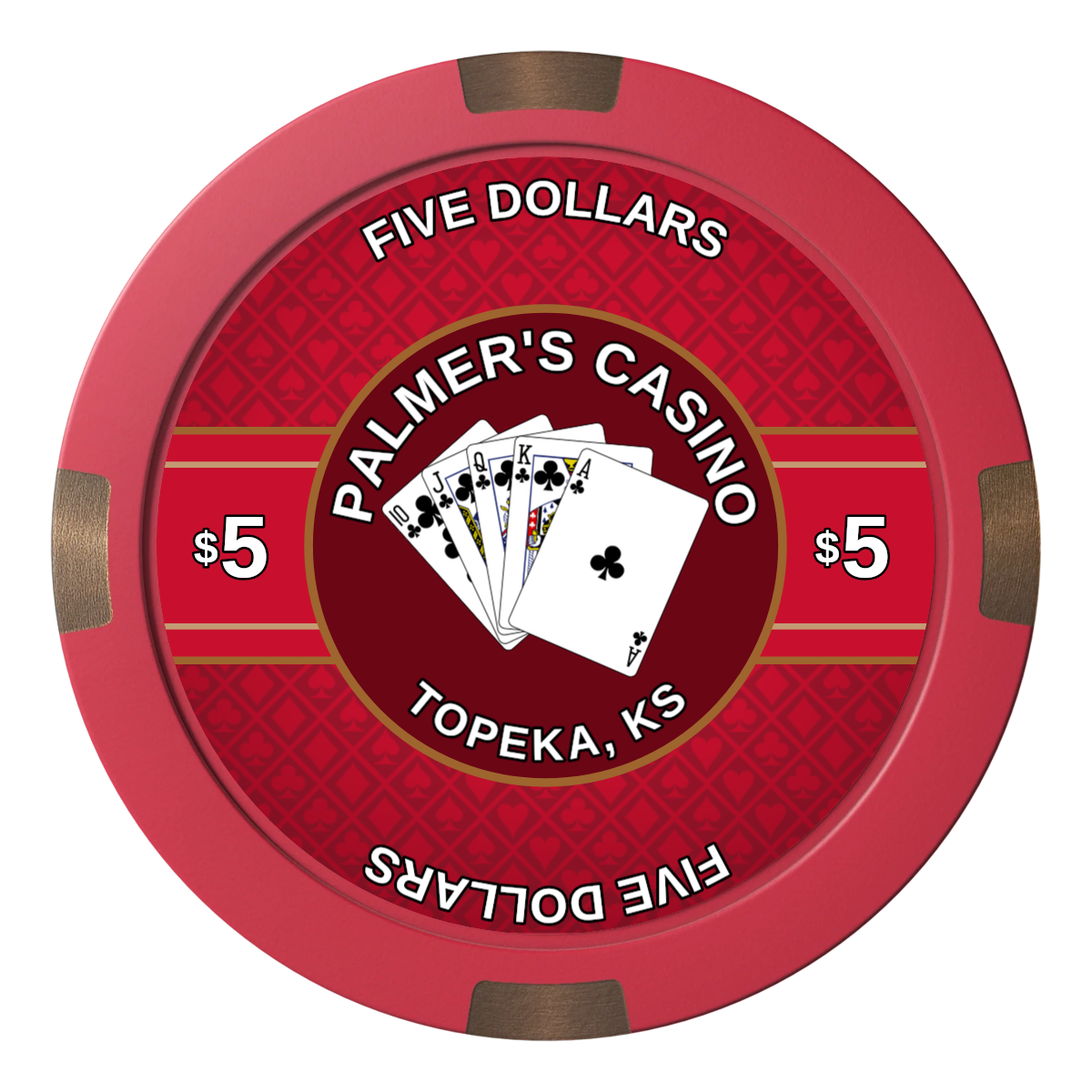 Palmer's Casino Composite & Metal Hybrid Poker Chips - Red - Back