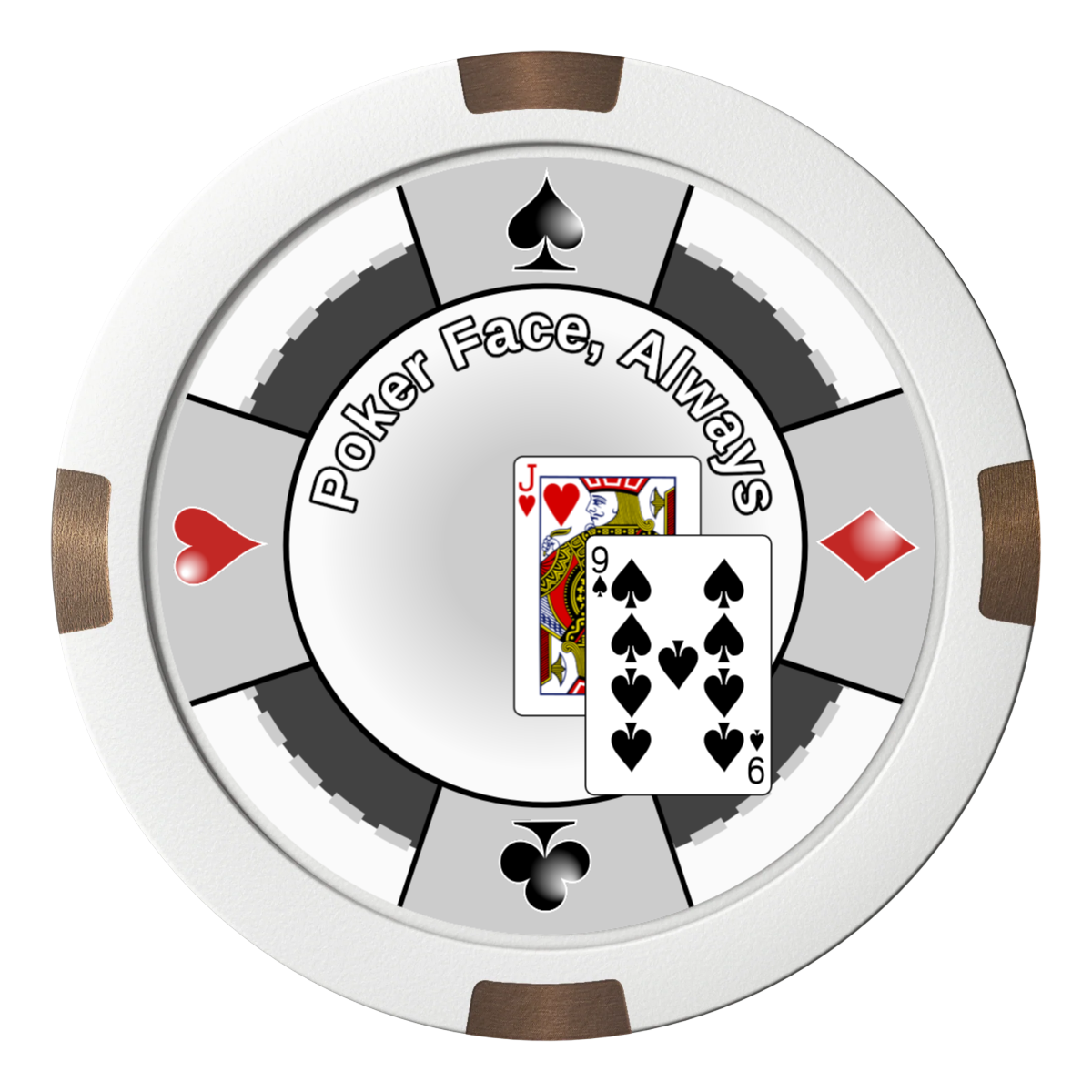 Jack Nine Card Room Composite & Metal Hybrid Poker Card Protectors - White - Front