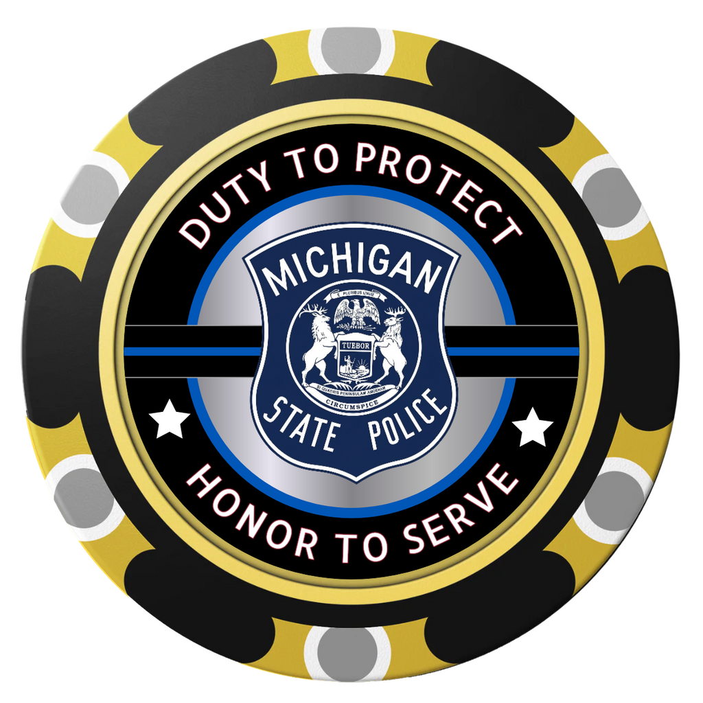 Police Department #01 Clay Poker Chips - Black / Monte Carlo / 40mm - Front