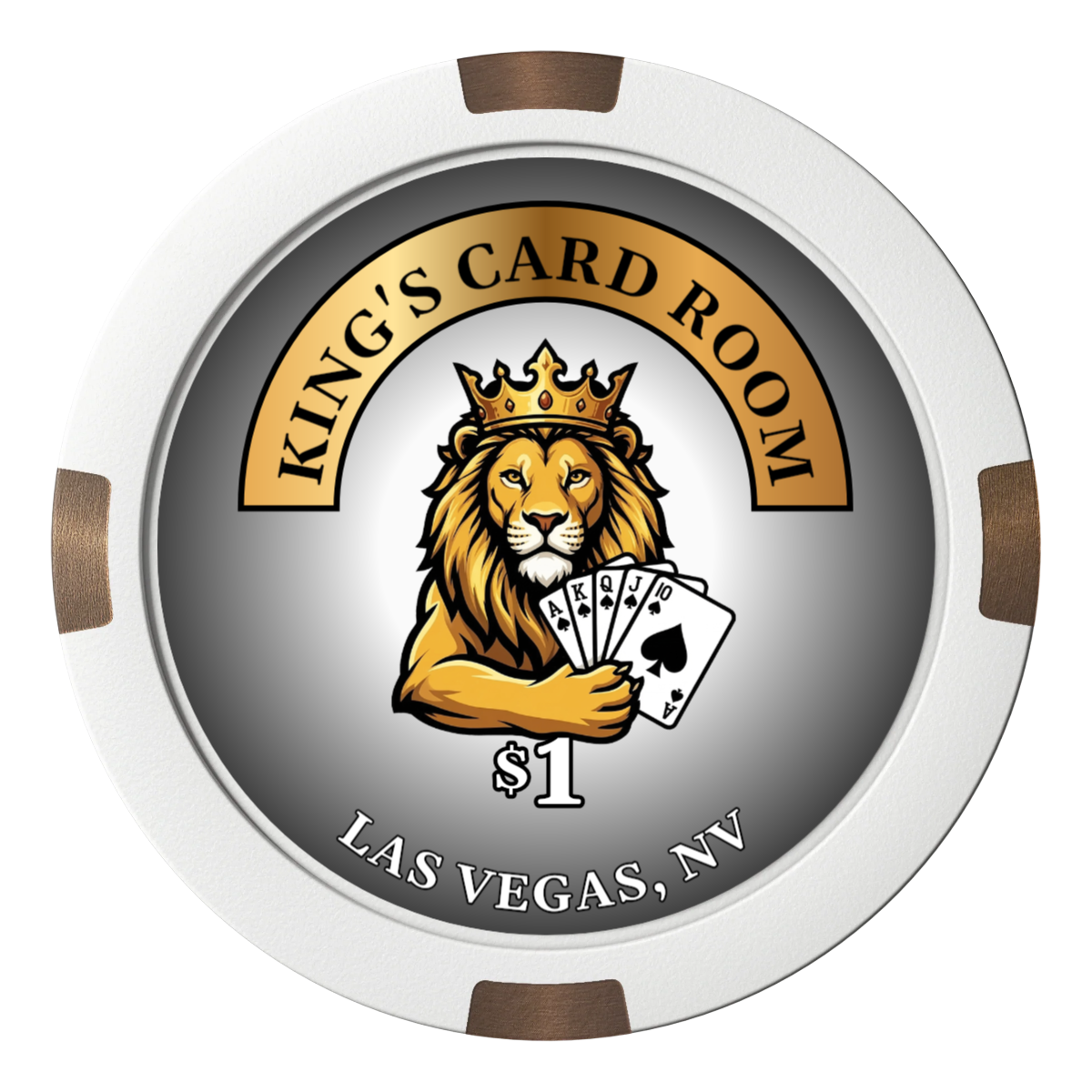 King's Card Room Composite & Metal Hybrid Poker Chips - White - Front
