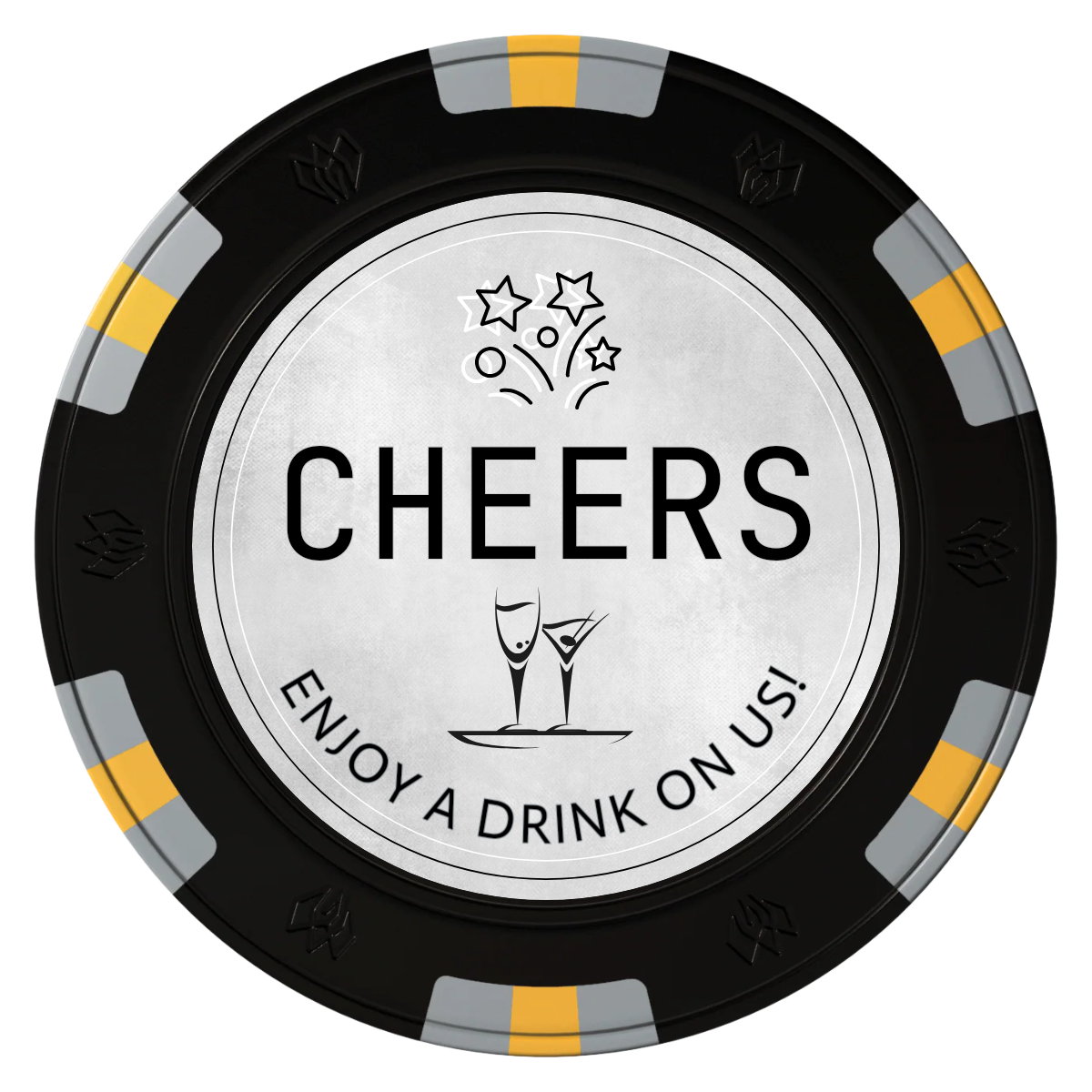 Chique Wedding Token Clay Poker Chips - Black / 6 Spot Gem / 43mm - Front