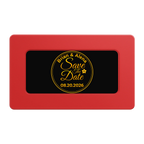 Save the Date Text Rectangular Poker Chip Plaques - Red - Front