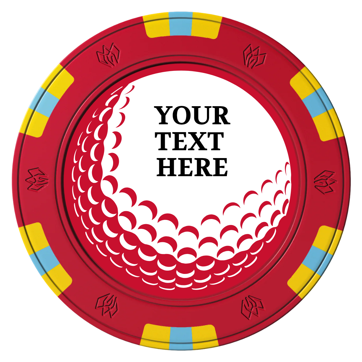 Hole In One Clay Poker Chips - Red / 6 Spot Gem / 43mm - Front