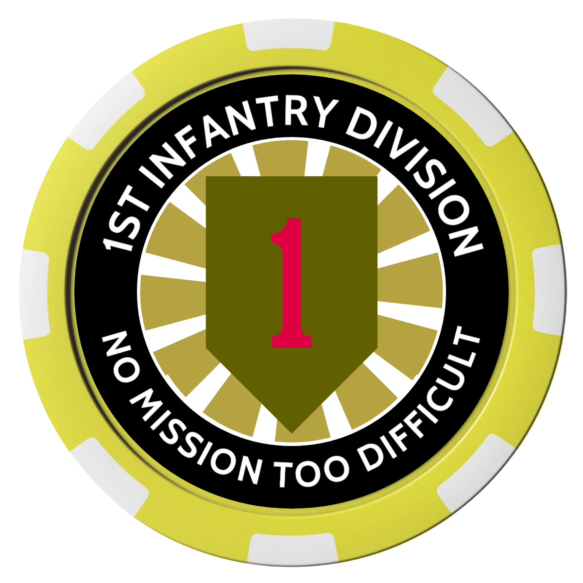 1st Infantry Division Composite Poker Chips - Yellow / 8 Spot - Front