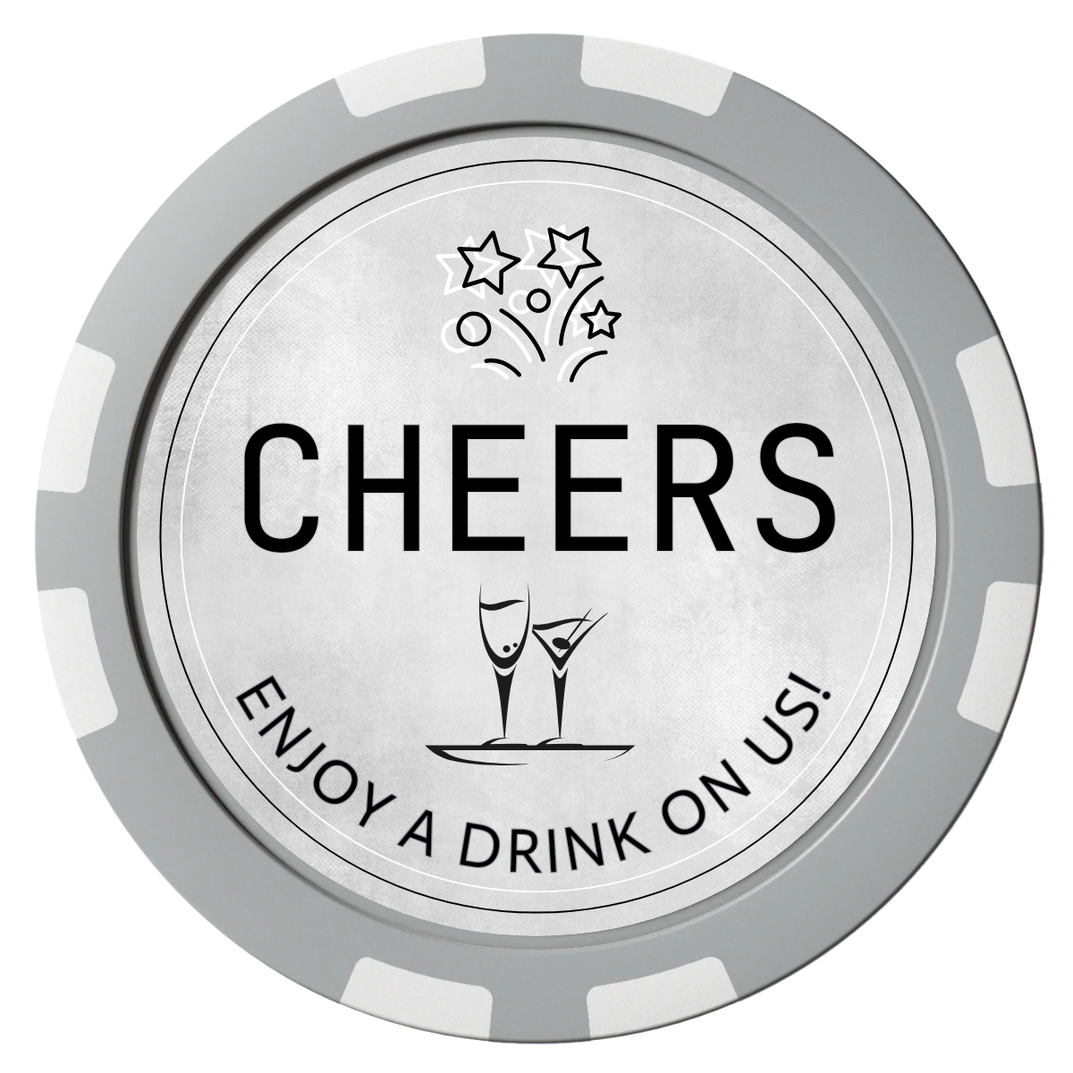 Chique Wedding Token Composite Poker Chips - Gray / 8 Stripe - Front