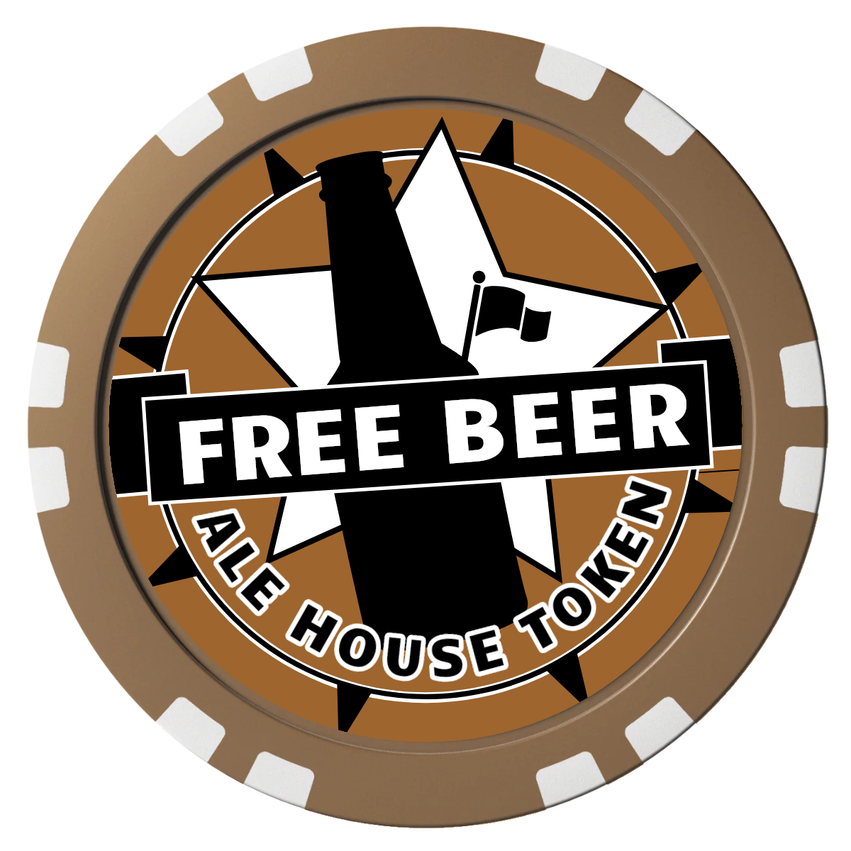 Free Beer Drink Composite Poker Chips - Brown / Double Stripe - Front