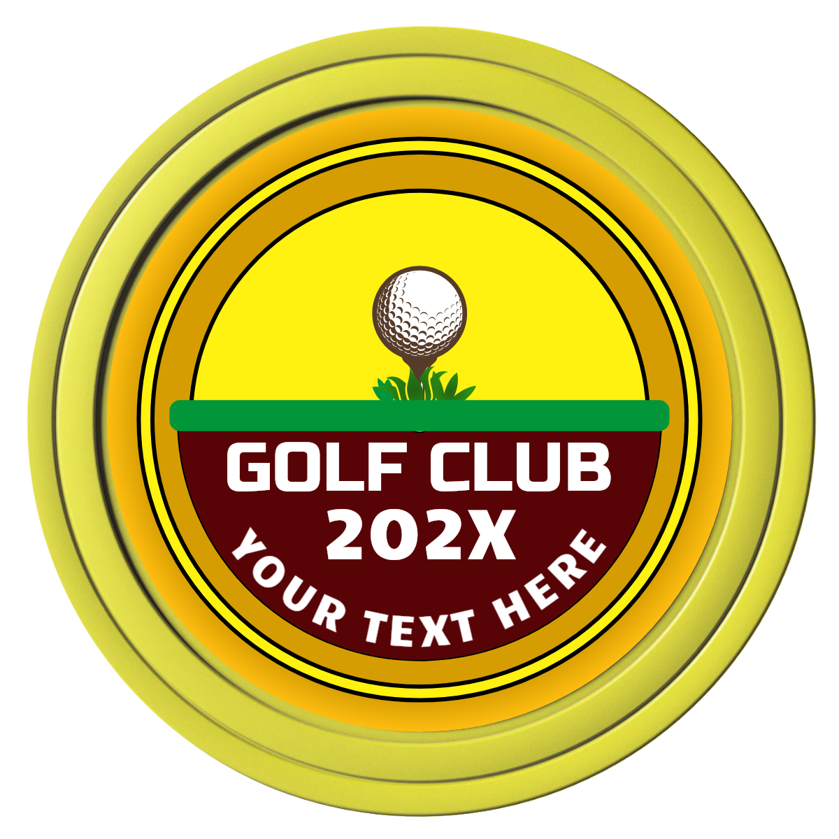 Teed Up Composite Poker Chips - Yellow / Solid - Front