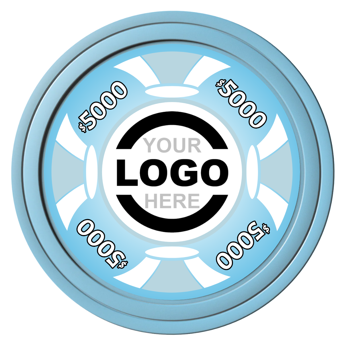 Alan Baker 4-2S A Composite Poker Chips - Light Blue / Solid - Front