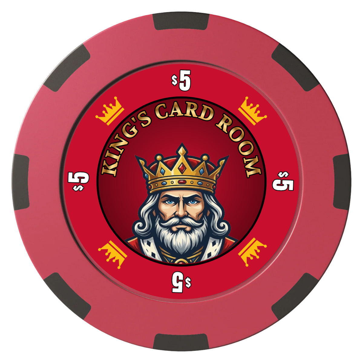 Kings Clay Poker Chips - Red / 8 Spot (2 Tone) / 40mm - Front