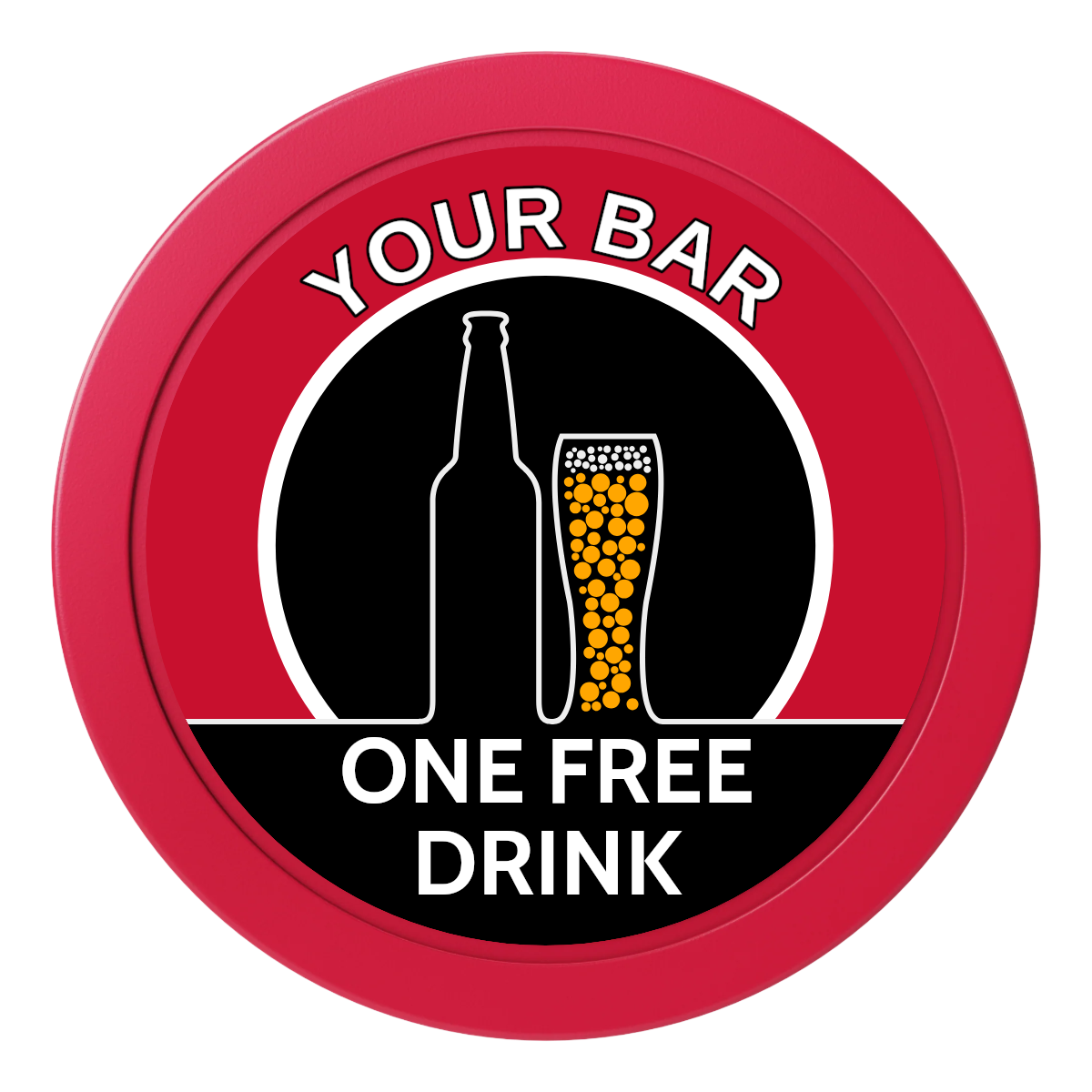 Beer and Glass 2" Oversized Poker Chips - Red - Back
