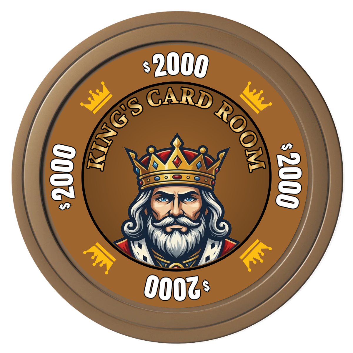 Kings Composite Poker Chips - Brown / Solid - Front