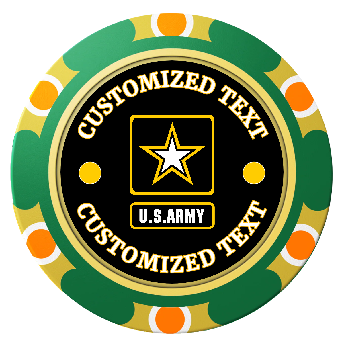 Army Strong Clay Poker Chips - Green / Monte Carlo / 40mm - Front