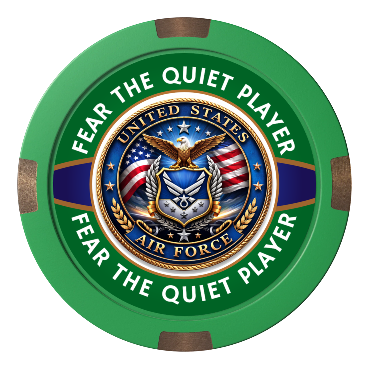 Air Force Composite & Metal Hybrid Poker Card Protectors - Green - Front