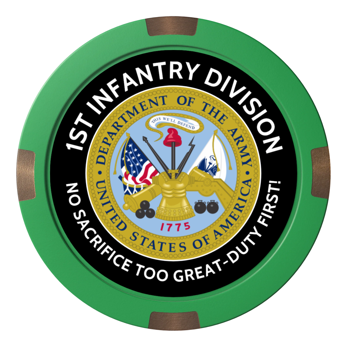 1st Infantry Division Composite & Metal Hybrid Poker Chips - Green - Back