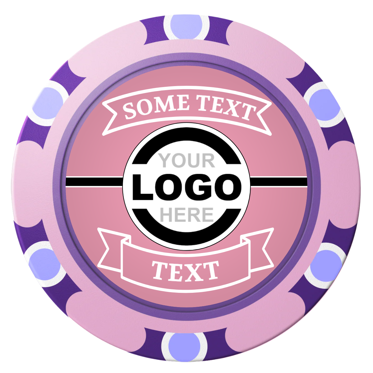 Double Banner Clay Poker Chips - Pink / Monte Carlo / 40mm - Front