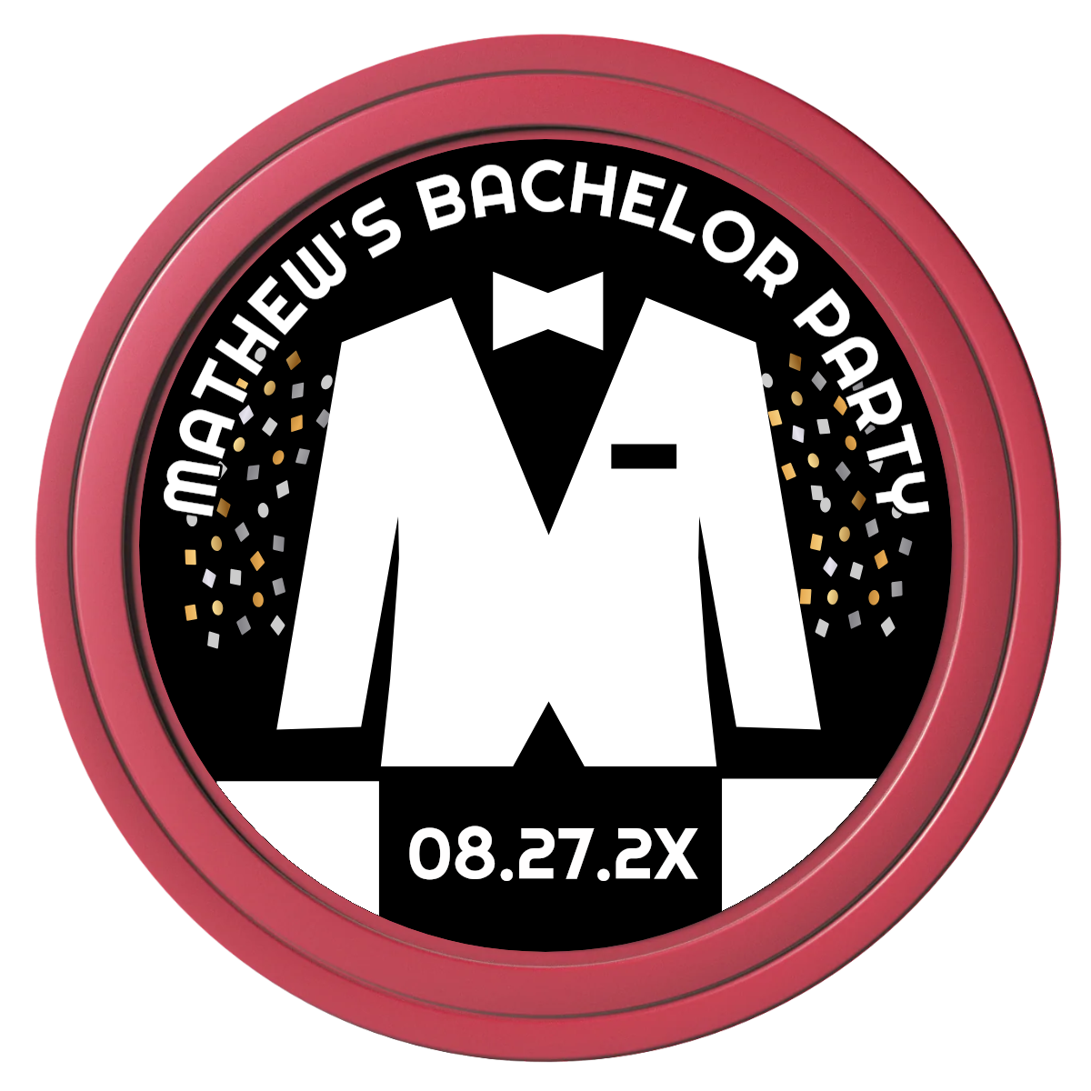 Bachelor No More Bowtie Composite Poker Chips - Red / Solid - Front