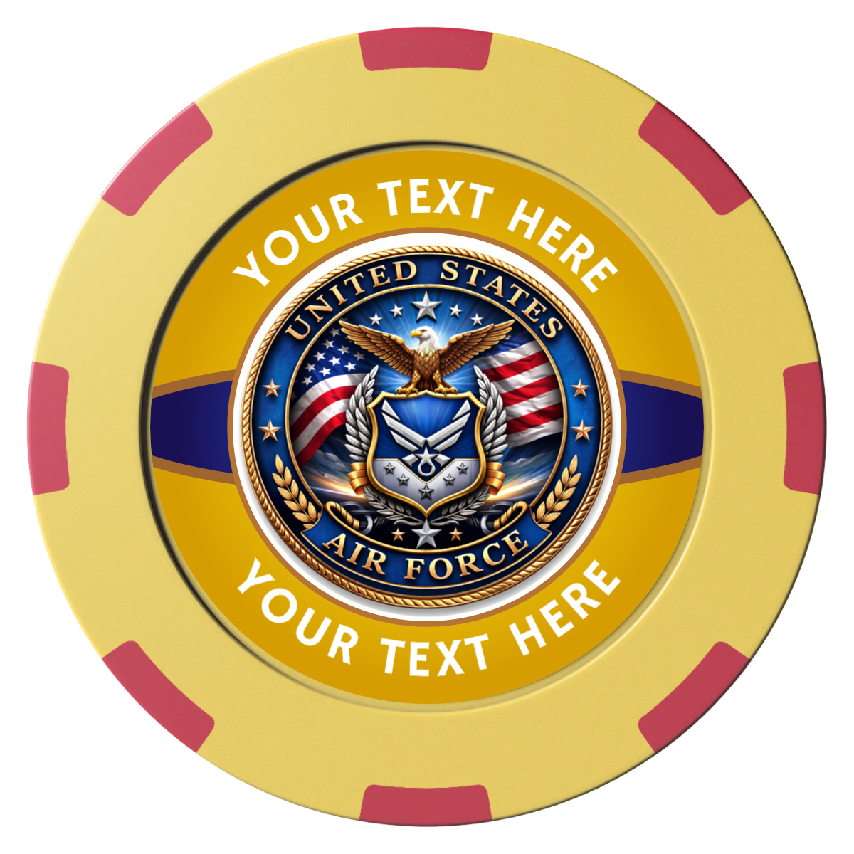Air Force Clay Poker Chips - Yellow / 8 Spot (2 Tone) / 40mm - Front