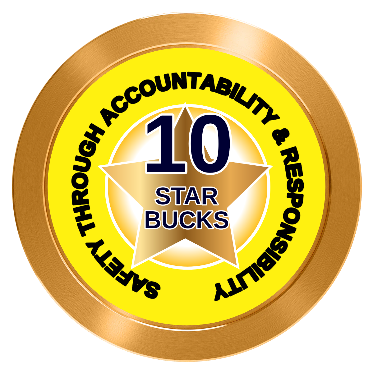 Safety Star Aluminum Poker Chips - Gold - Front