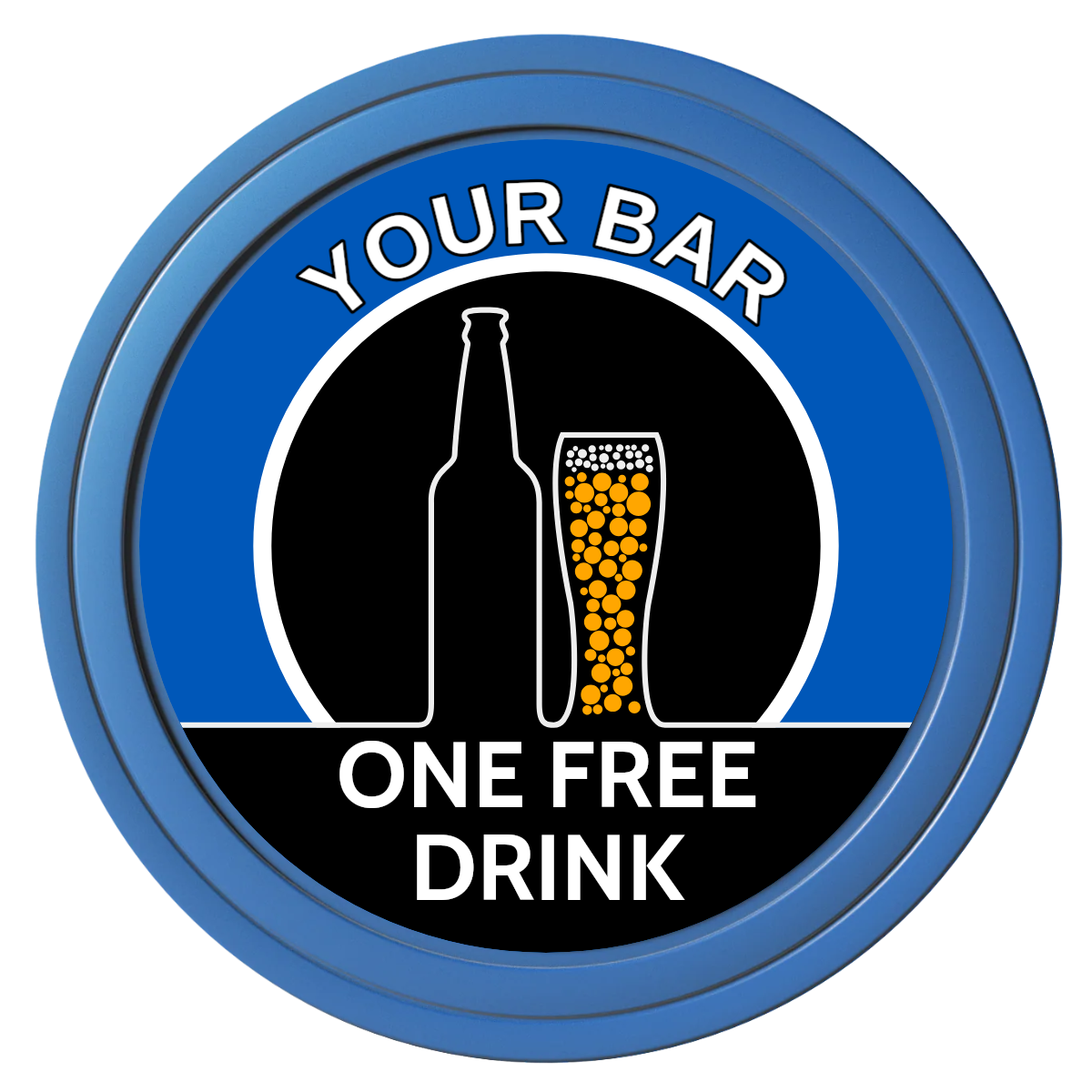 Beer and Glass Composite Poker Chips - Blue / Solid - Front