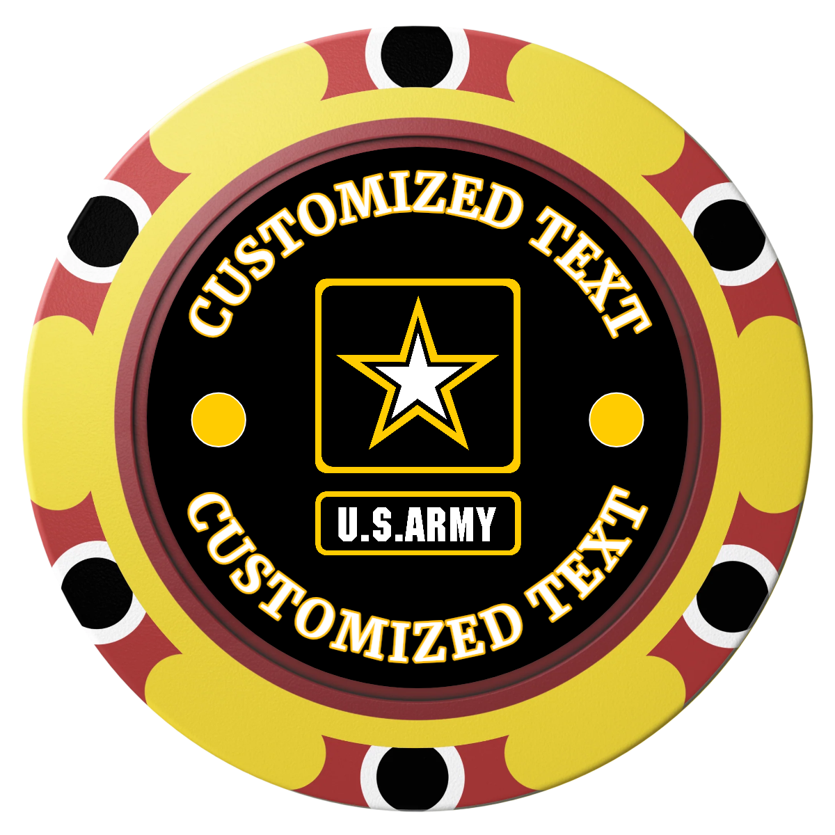 Army Strong Clay Poker Chips - Yellow / Monte Carlo / 40mm - Front