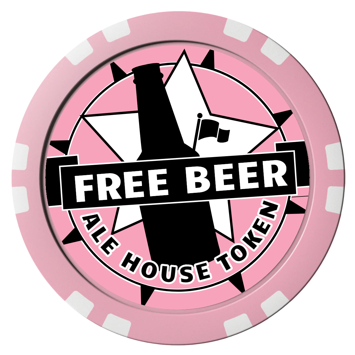 Free Beer Drink Composite Poker Chips - Pink / Double Stripe - Front
