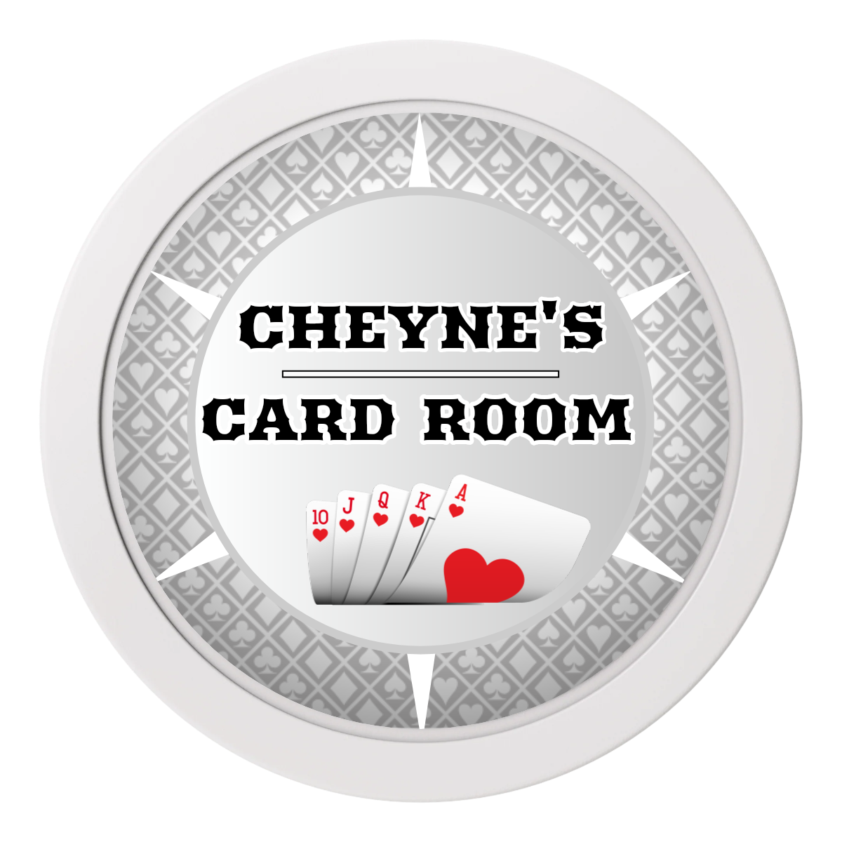 Cheyne's Card Room 2" Oversized Poker Chips - White - Back