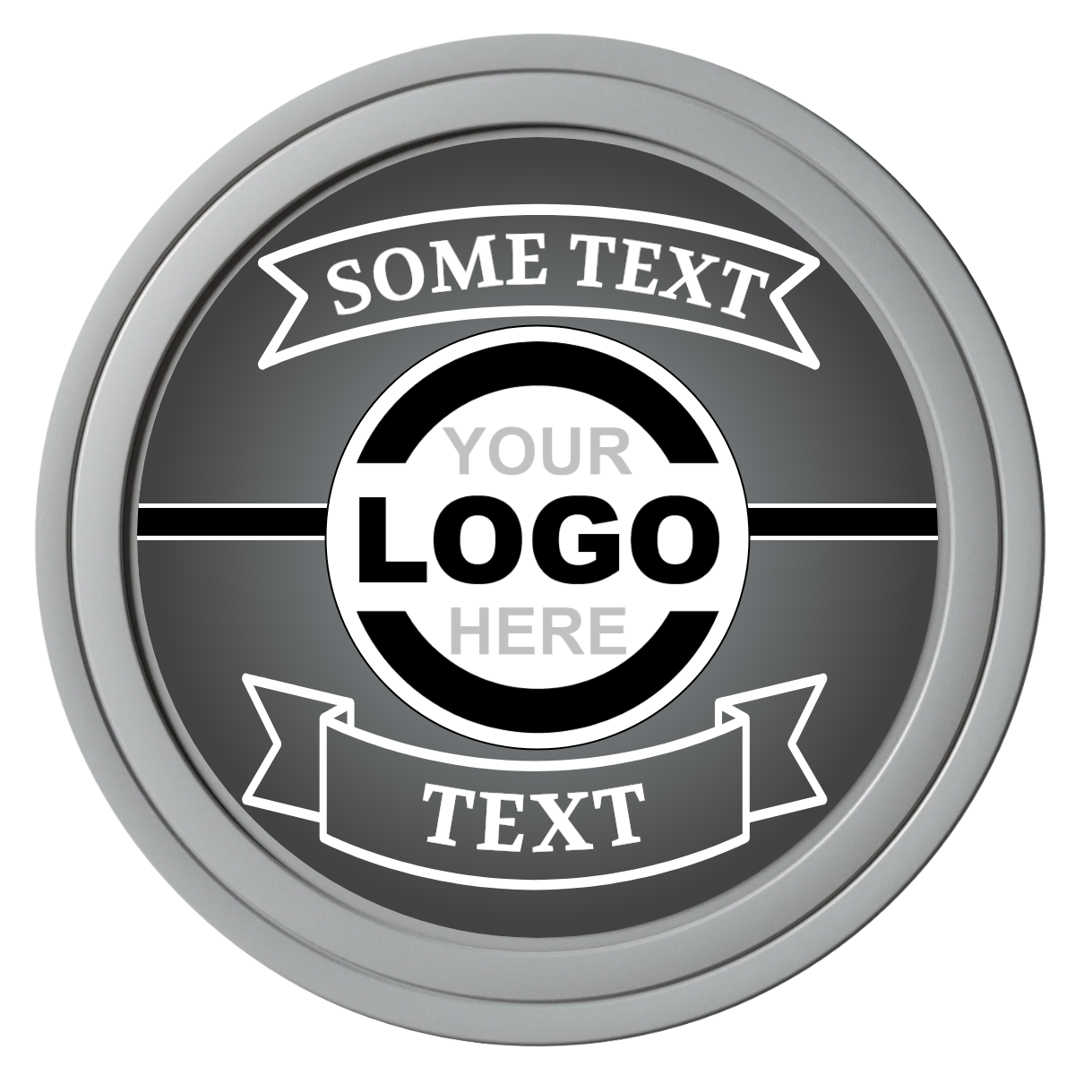 Double Banner Composite Poker Chips - Gray / Solid - Front