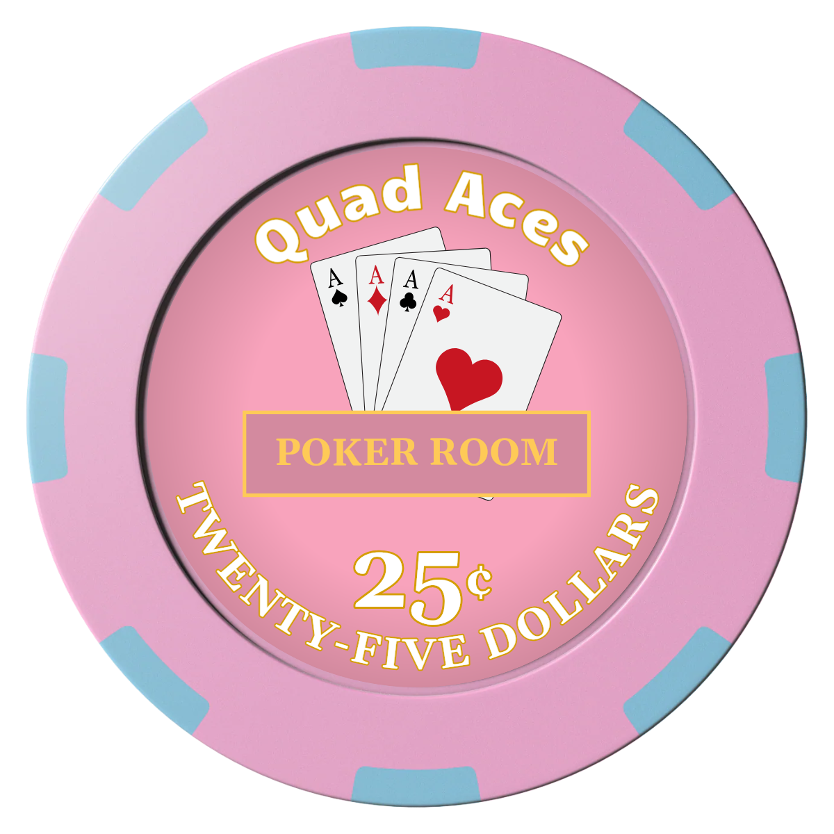 Quad Aces Clay Poker Chips - Pink / 8 Spot (2 Tone) / 40mm - Front