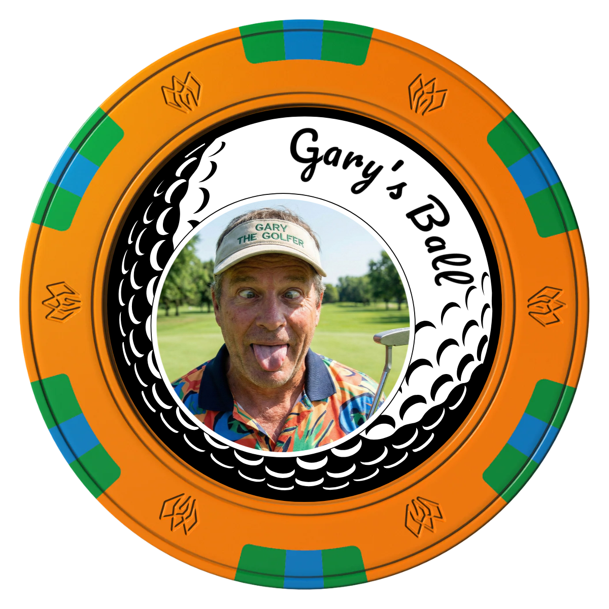 Gary's Ball Clay Poker Chips - Orange / 6 Spot Gem / 40mm - Front