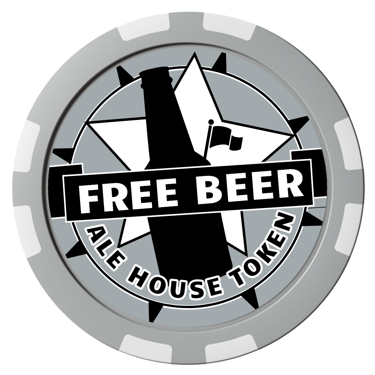 Free Beer Drink Composite Poker Chips - Gray / 8 Stripe - Front