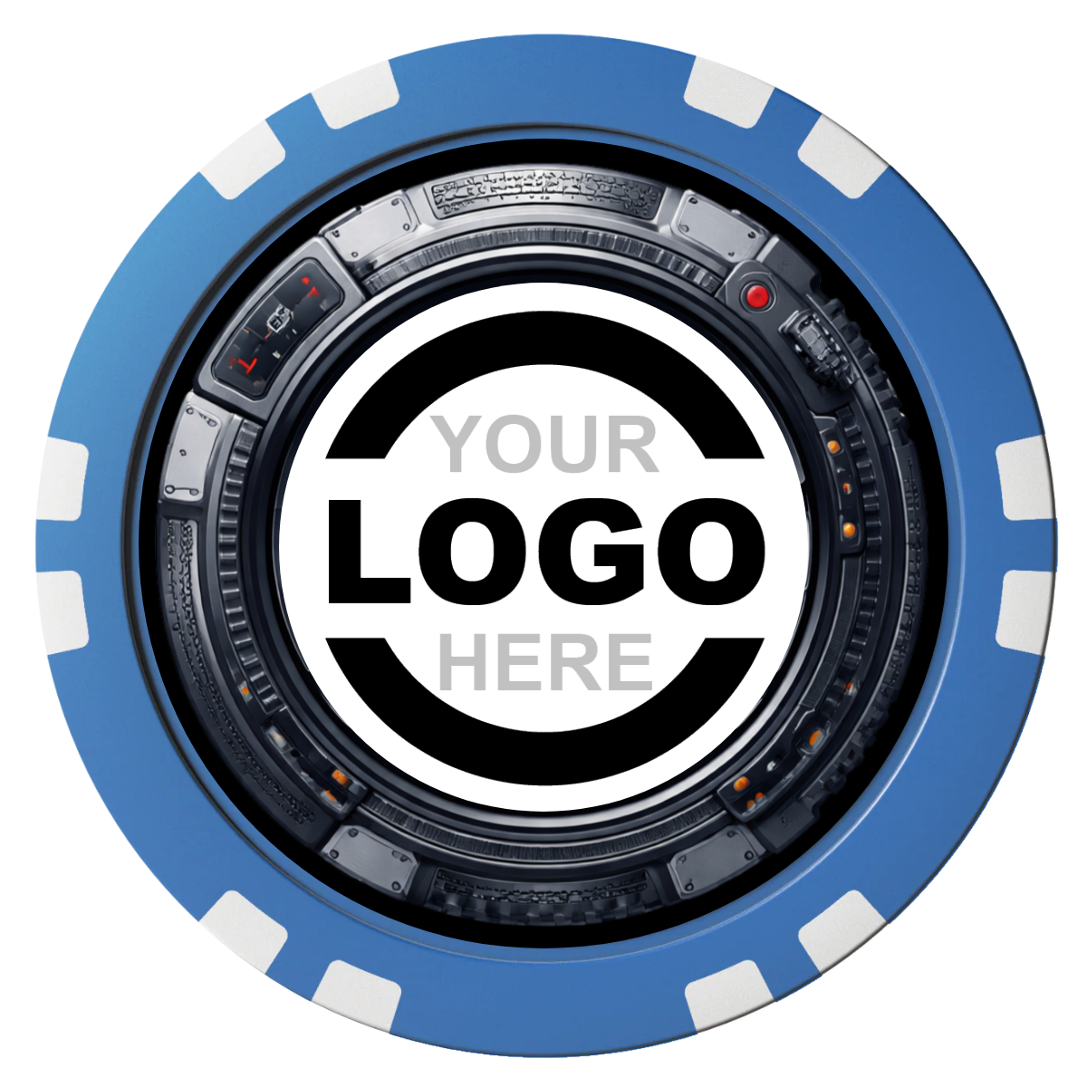 Auto Marked IV Composite Poker Chips - Blue / Double Stripe - Back