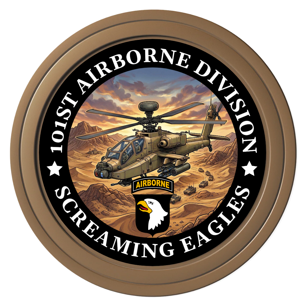 Army Airborne Composite Poker Chips - Brown / Solid - Front