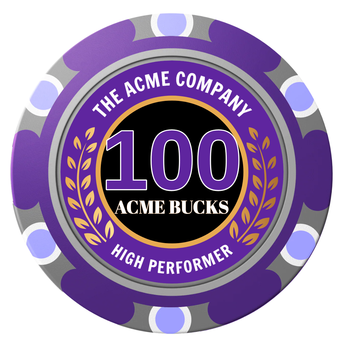 Achievement Wreath Clay Poker Chips - Purple / Monte Carlo / 40mm - Front