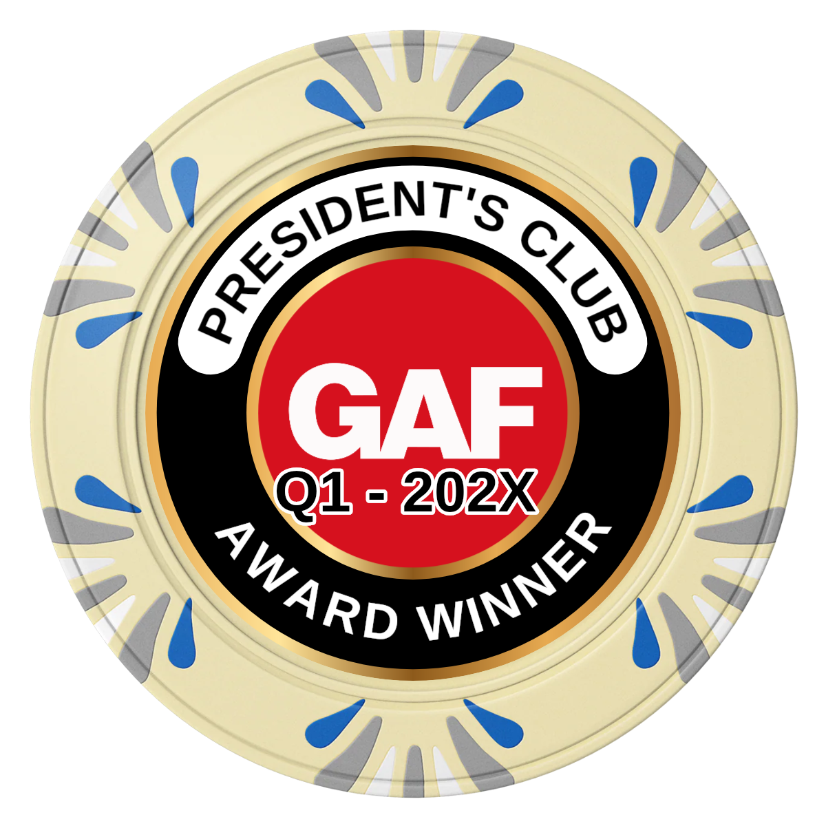 President's Club Clay Poker Chips - Ivory / Macau / 40mm - Front