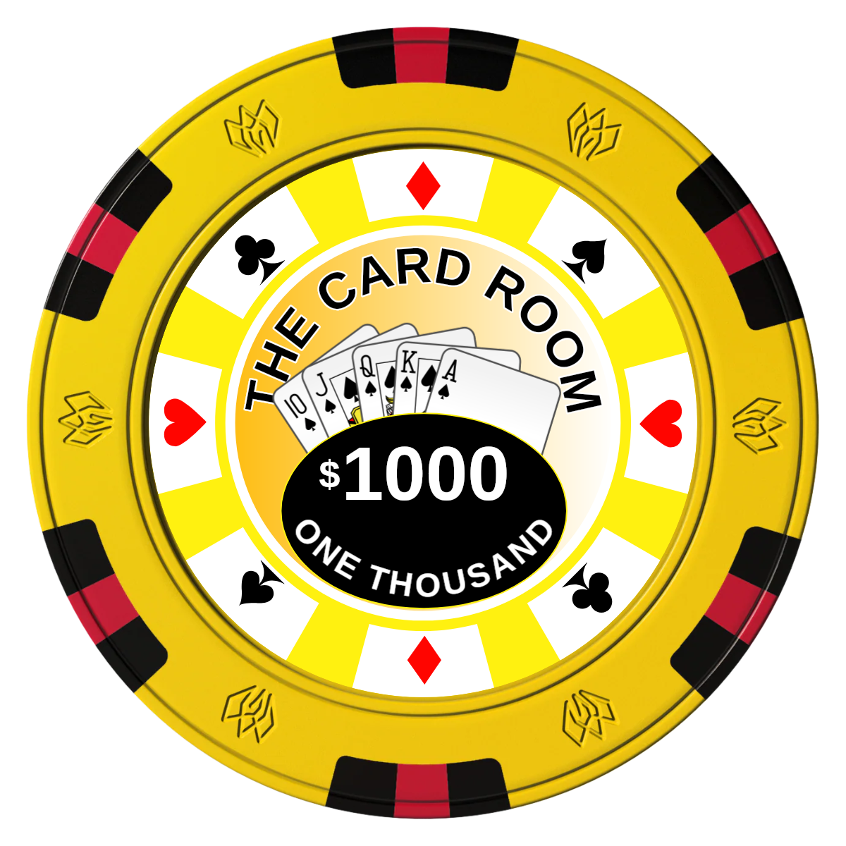 A Suitable Design Clay Poker Chips - Yellow / 6 Spot Gem / 43mm - Front