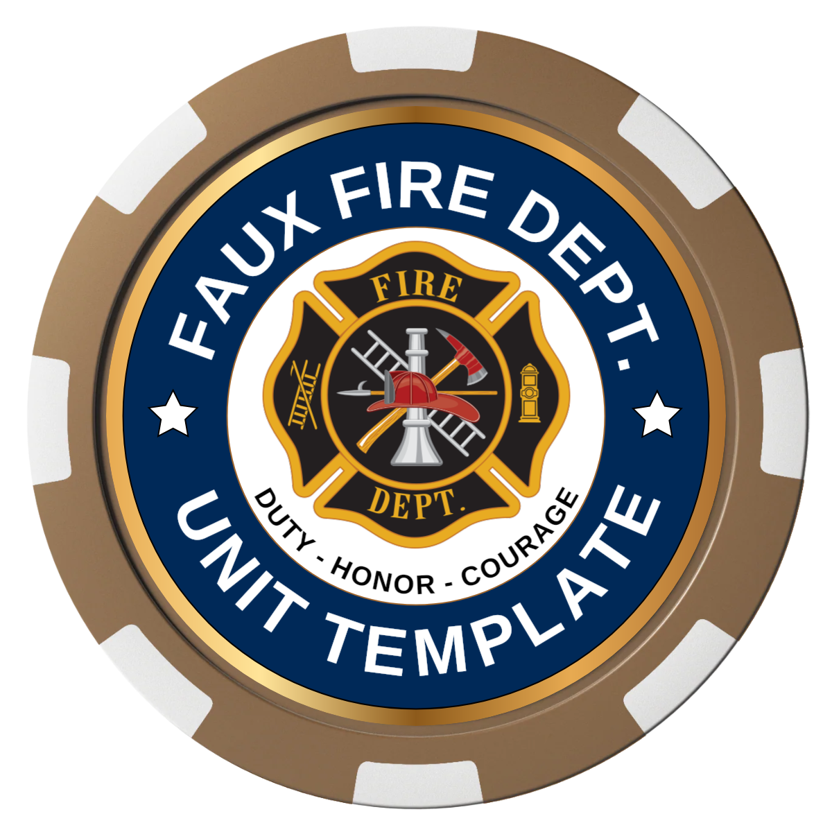 Faux Fire Dept. #01 Composite Poker Chips - Brown / 8 Spot - Front